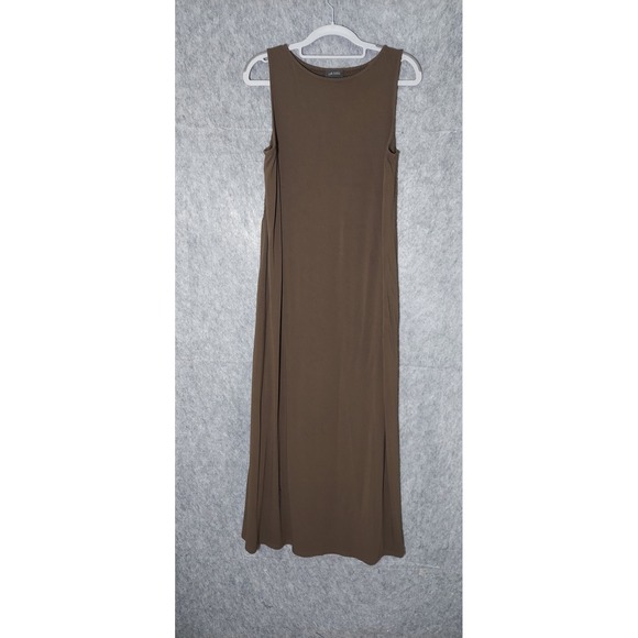 J. Jill Dress M Wearever Sleeveless Maxi Brown Smocked Stretch Casual Minimalist - Picture 1 of 9